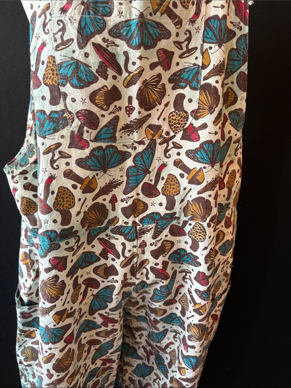Butterfly Print Linen-Blend Wide Leg Jumpsuit - Multicolor - Picture 6 of 11